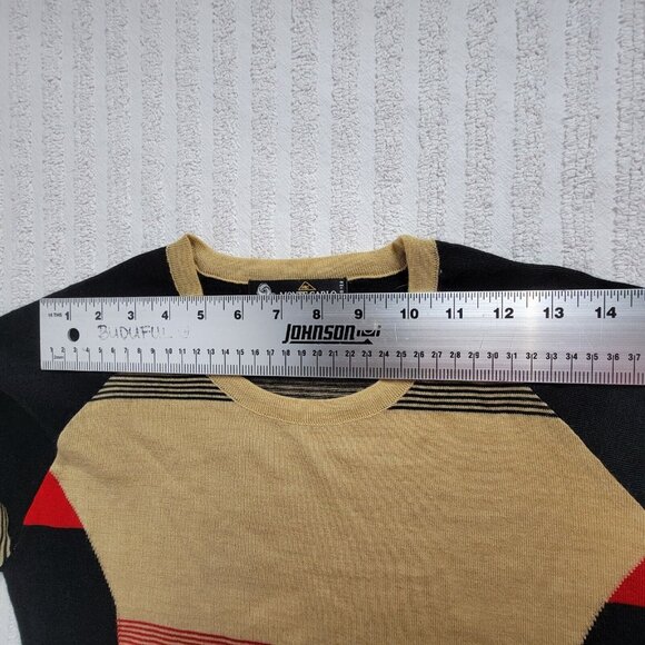 Monte Carlo Alpha Gold Sweater Women 38 Red Colorblock Merino Wool Knit Pullover - Picture 6 of 8